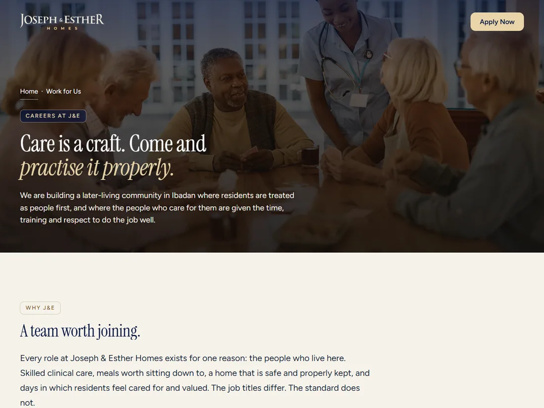 The Joseph & Esther Homes website